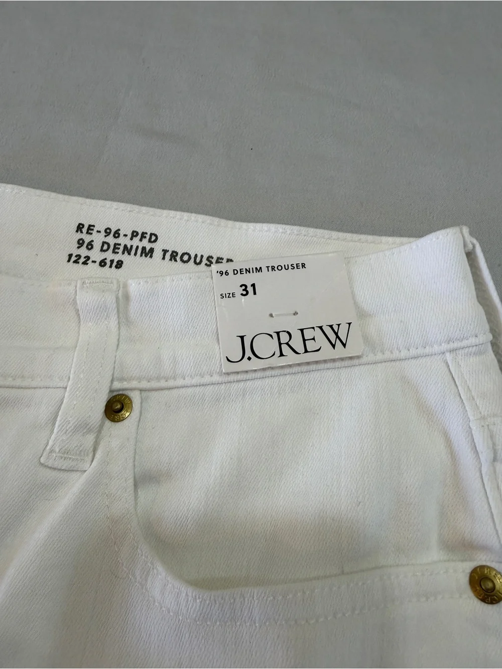 J.Crew ’96 Denim Trouser Wide Leg Jeans White Size 31 NWT CH679